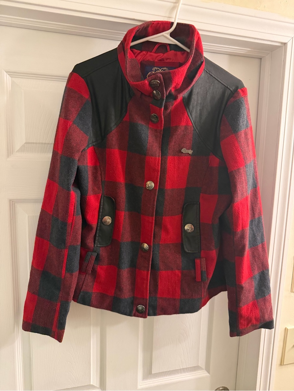 Dereon Red and Black Buffalo Plaid Bomber Jacket